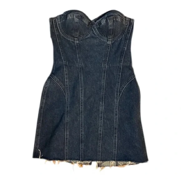GRLFRND Denim 'Kristin' Bustier Strapless Dress in Femme Fatale Size Small NWOT - Picture 12 of 13